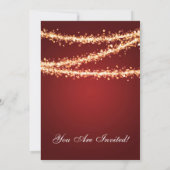 Elegant kerstfeest Gold String Lights Red Kaart (Achterkant)