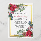 Elegant Kerstfeest Goud Folie Uitnodiging (Voorkant)
