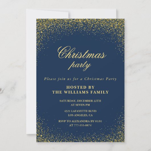 Elegant Kerstfeest  Goud Navy Glam Kaart (Voorkant)