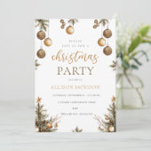 Elegant Kerstfeest Gouden Waterverf Glitter Kaart (Staand voorkant)