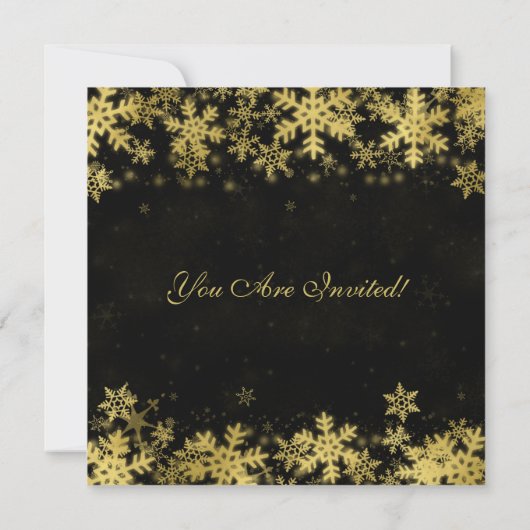 Elegant Kerstfeest Gouden Winter Sneeuwvlokken Kaart (Achterkant)