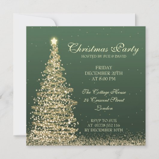 Elegant Kerstfeest Groen Kaart (Voorkant)