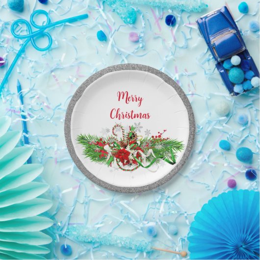 Elegant Kerstfeest Groen met Glitter Papieren Bordje (Feest)