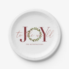 Elegant kerstfeest Joy aan de Wereld Weer Papieren Bordje