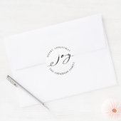 Elegant Kerstfeest Joy Black & White Holiday Ronde Sticker (Envelop)