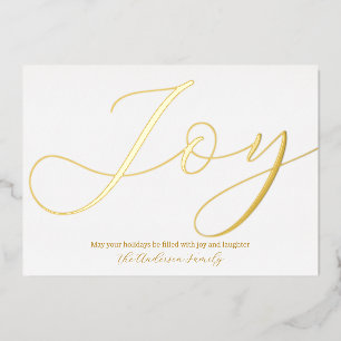 Elegant Kerstfeest Joy White Gold Folie Feestdagenkaart
