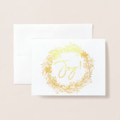 Elegant Kerstfeest Joy Wreath Holiday Foto Folie Kaarten (Voorkant met envelop)