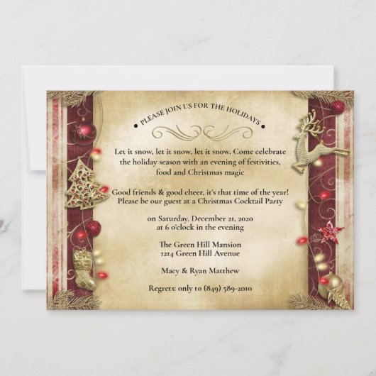 Elegant  kerstfeest kaart (Voorkant)