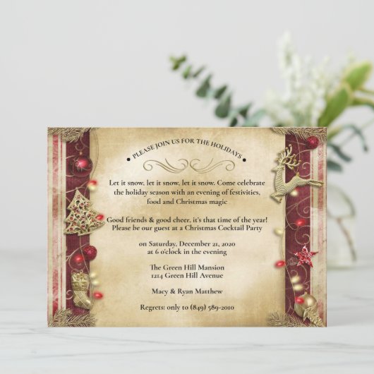 Elegant  kerstfeest kaart (Staand voorkant)