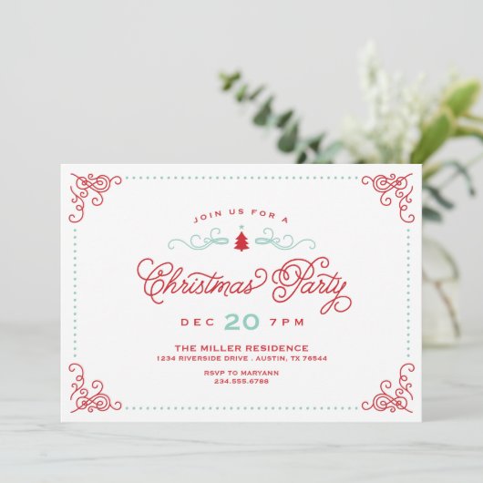 Elegant  kerstfeest kaart (Staand voorkant)