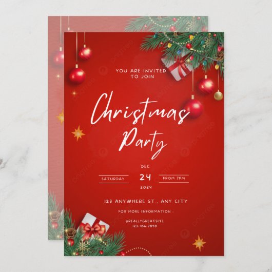 Elegant kerstfeest kaart (Voorkant / Achterkant)