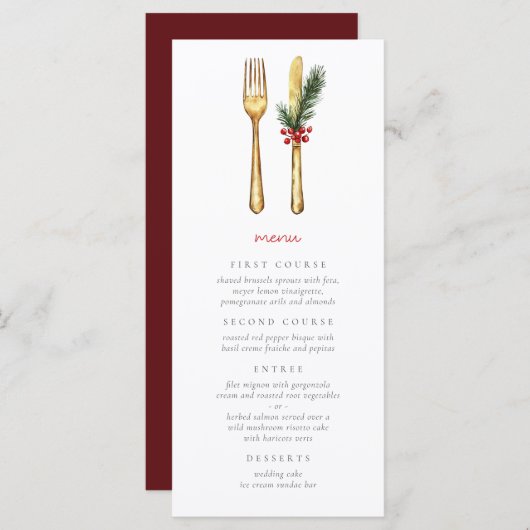 Elegant kerstfeest menu (Voorkant / Achterkant)