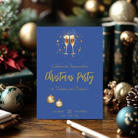 Elegant kerstfeest met champagne toast kaart