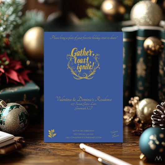 Elegant kerstfeest met champagne toast kaart