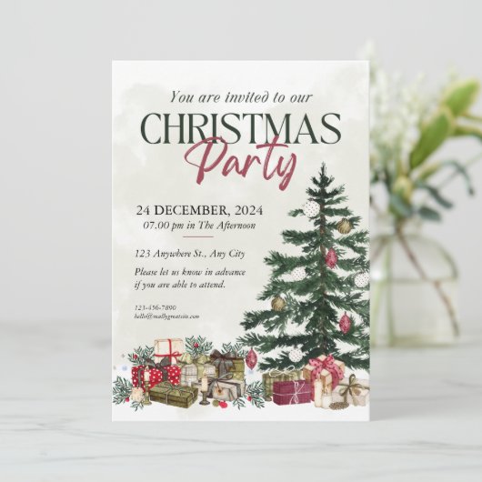 Elegant kerstfeest met feestboom kaart (Staand voorkant)
