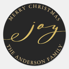 Elegant kerstfeest met Gold en zwarte feestdag Ronde Sticker