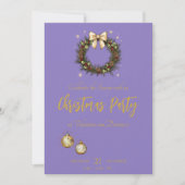 Elegant kerstfeest met krans op Paarse Kaart (Voorkant)