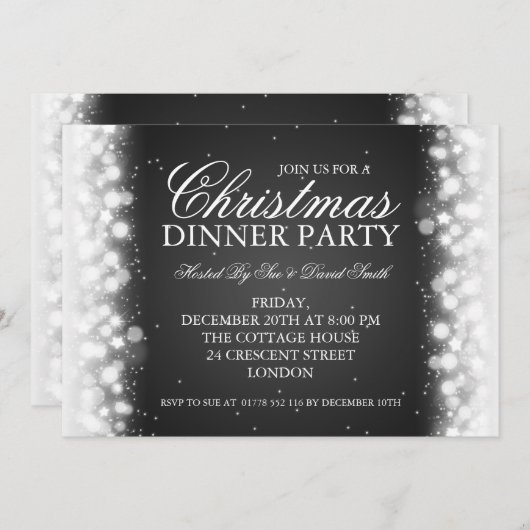Elegant kerstfeest met magische sparkle Black Kaart (Voorkant / Achterkant)