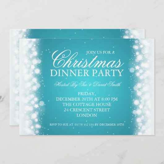 Elegant kerstfeest met magische sparkle Turqu Kaart (Voorkant / Achterkant)