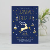 Elegant kerstfeest Midnight Blue Gold Folie Feestdagenkaart (Staand Voorkant)