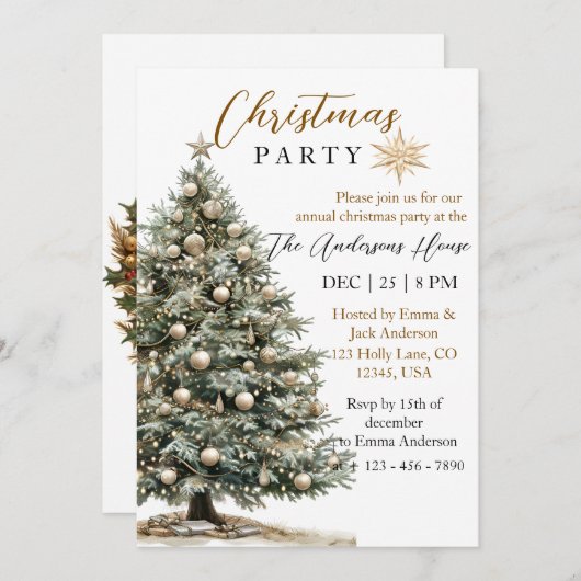 Elegant kerstfeest modern kaart (Voorkant / Achterkant)