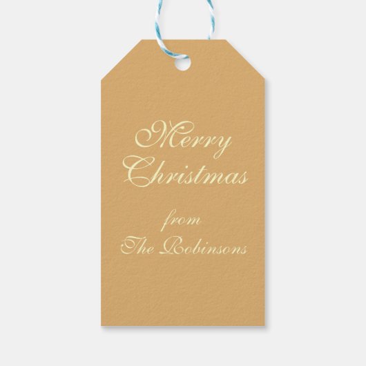 Elegant kerstfeest mousserende bomen Koper Cadeaulabel (Achterkant)