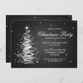 Elegant kerstfeest mousserende boom zwart kaart (Voorkant / Achterkant)