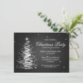 Elegant kerstfeest mousserende boom zwart kaart (Staand voorkant)