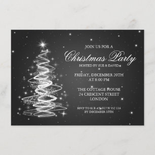 Elegant kerstfeest mousserende boom zwart kaart