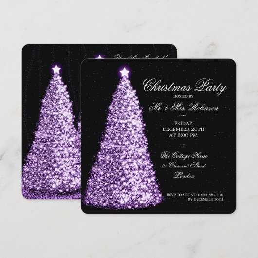 Elegant kerstfeest Paarse boom Kaart (Voorkant / Achterkant)