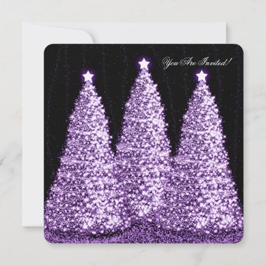 Elegant kerstfeest Paarse boom Kaart (Achterkant)