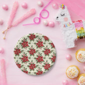 Elegant Kerstfeest Poinsettia Papieren Borden Papieren Bordje (Feest)