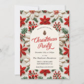 Elegant Kerstfeest Rode Bloemen Kaart (Voorkant)