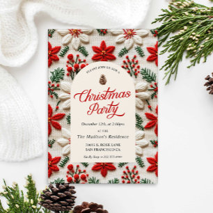 Elegant Kerstfeest Rode Bloemen Kaart