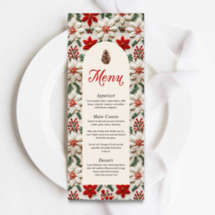 Elegant Kerstfeest Rode Bloemen Menu