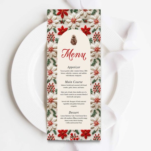 Elegant Kerstfeest Rode Bloemen Menu