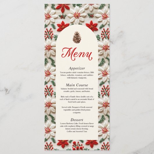 Elegant Kerstfeest Rode Bloemen Menu (Voorkant)