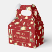 Elegant Kerstfeest Rode Gouden Patroon Bedankdoosjes (Voorkant Zijde)