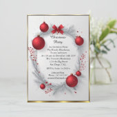 Elegant kerstfeest Rode kerstballen Kaart (Staand voorkant)