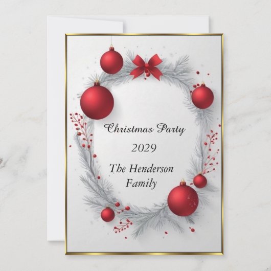 Elegant kerstfeest Rode kerstballen Kaart (Achterkant)