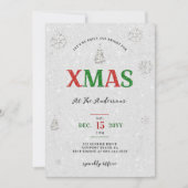 Elegant Kerstfeest Rood Groen Wit Glitter Kaart (Voorkant)