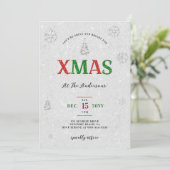 Elegant Kerstfeest Rood Groen Wit Glitter Kaart (Staand voorkant)