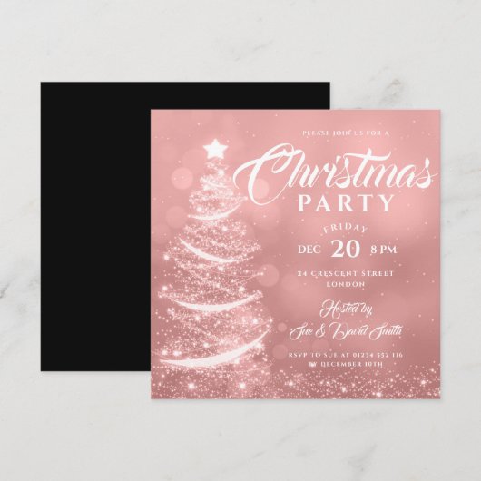 Elegant kerstfeest Roos Gold Holiday Kaart (Voorkant / Achterkant)