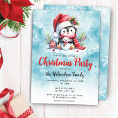 Elegant kerstfeest Schattige pinguïn blauw kerstfe Kaart