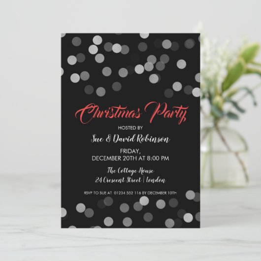 Elegant kerstfeest Silver Confetti Kaart (Staand voorkant)