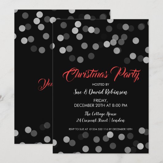 Elegant kerstfeest Silver Confetti Kaart (Voorkant / Achterkant)