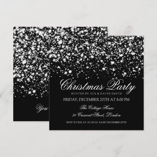 Elegant kerstfeest Silver Midnight Glam Kaart (Voorkant / Achterkant)