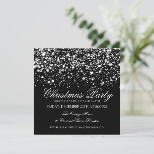 Elegant kerstfeest Silver Midnight Glam Kaart (Staand voorkant)
