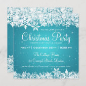 Elegant kerstfeest Snowflakes 2 Turquoise Kaart (Voorkant / Achterkant)