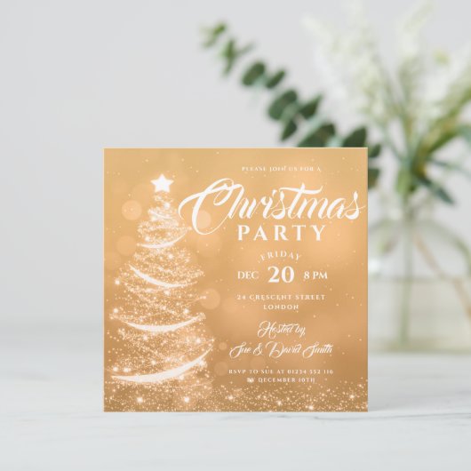 Elegant kerstfeest Sparkle Gold Holiday Kaart (Staand voorkant)